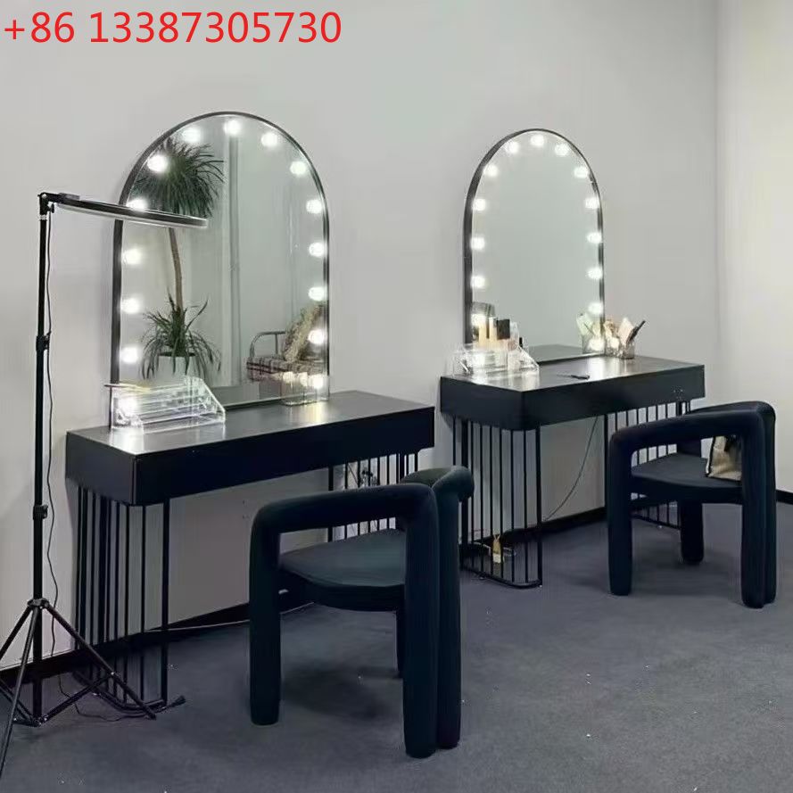 Beauty Makeup Studio - Meja rias gaya Nordik dengan lampu,