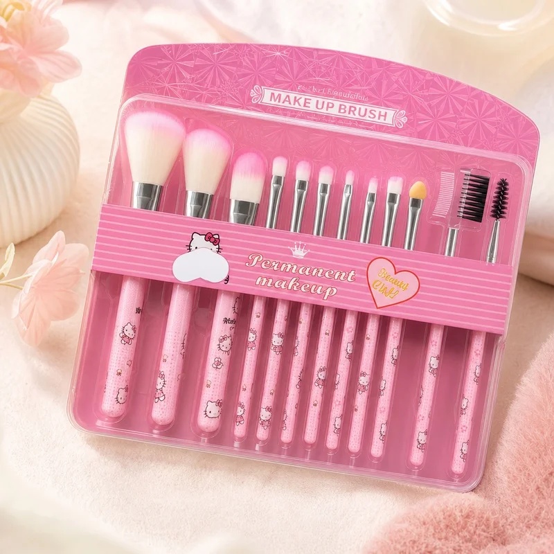 Set Kuas Makeup Hello Kitty 12 - Beauty Makeup Tools Set ulasan dan harga