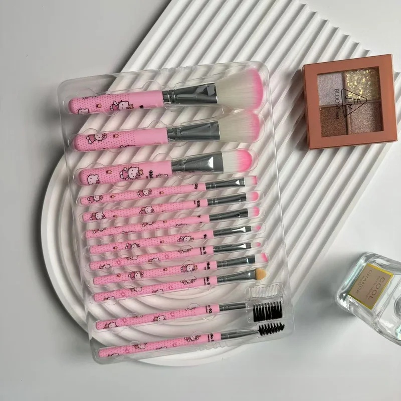 Set Kuas Makeup Hello Kitty 12 - Beauty Makeup Tools Set ulasan dan harga