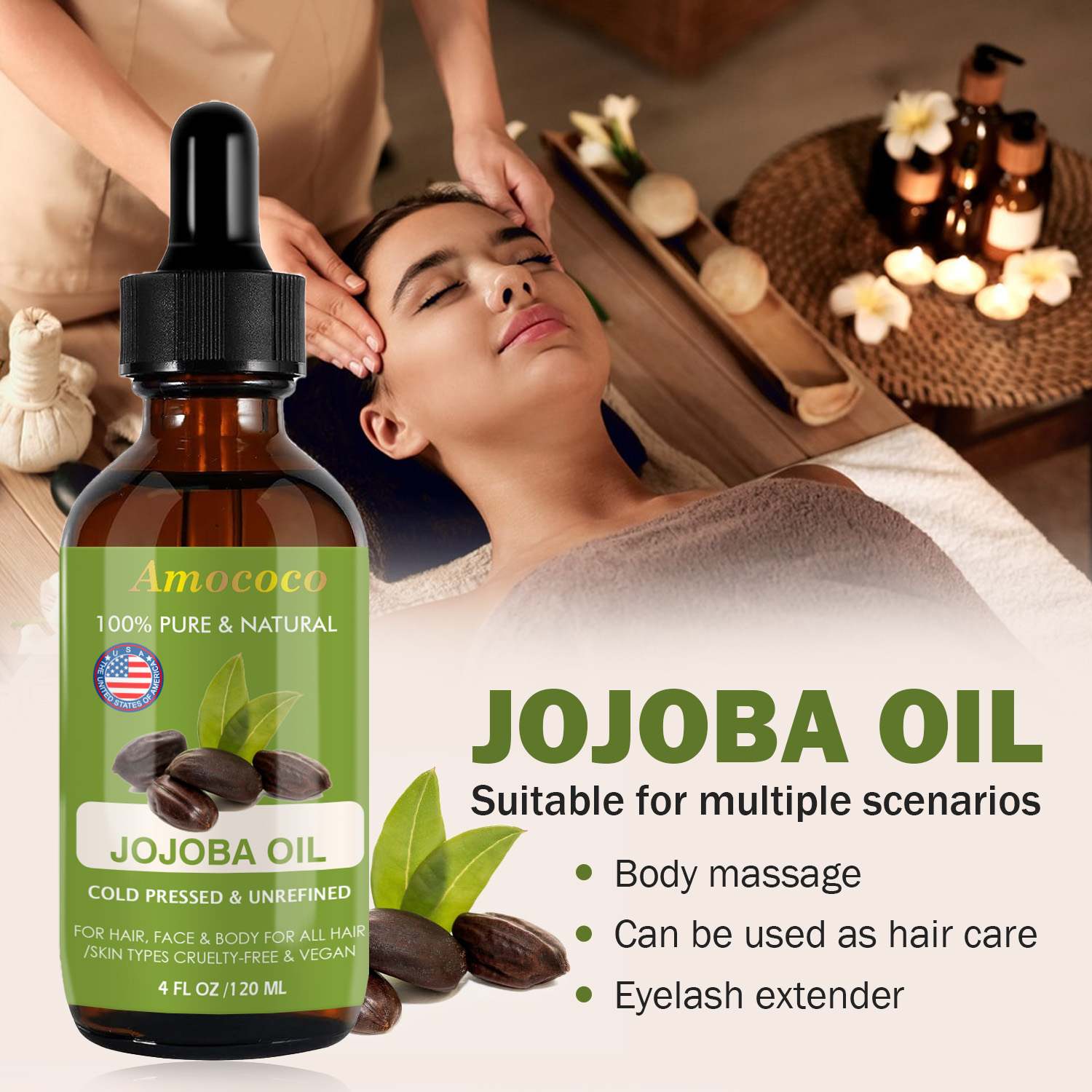 Amococo 2pcs Minyak Jojoba dan - Pure Beauty Hair & Makeup ulasan dan harga